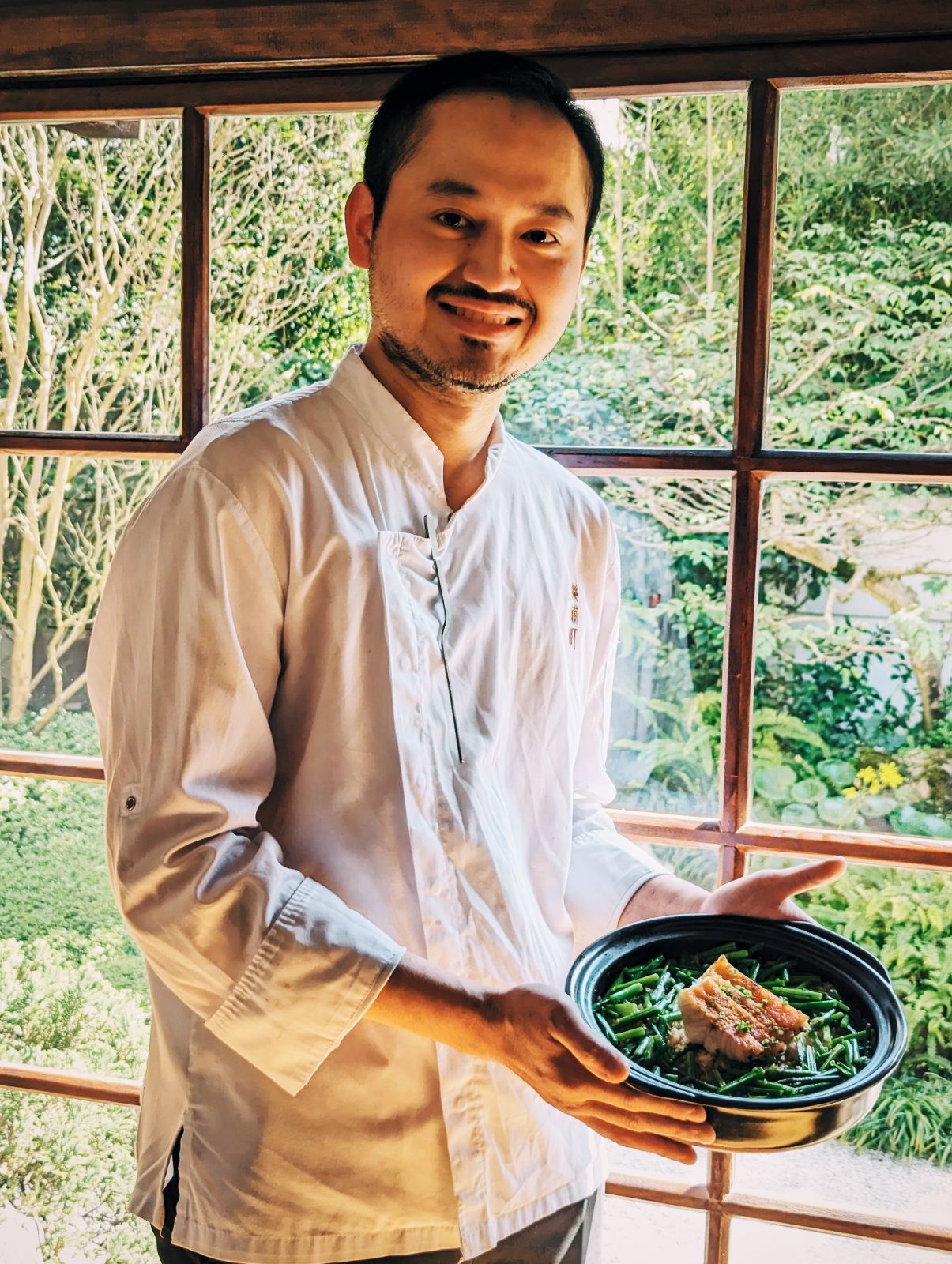 樂埔町行政主廚蔡昀諺,演繹山水情境融入料理技藝。Photo:Melody Kao