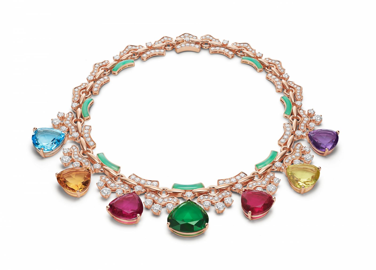 Bulgari Eden the Garden of Wonders系列Colors of Eden頂級彩寶與鑽石項鍊 。Photo:Bulgari