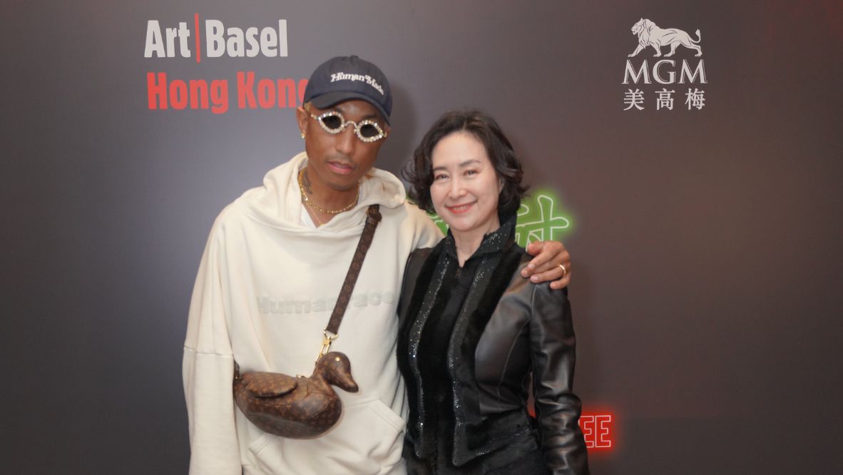 Pharrell Williams and Pansy Ho on March 22 (Photo: courtesy of MGM Macau)