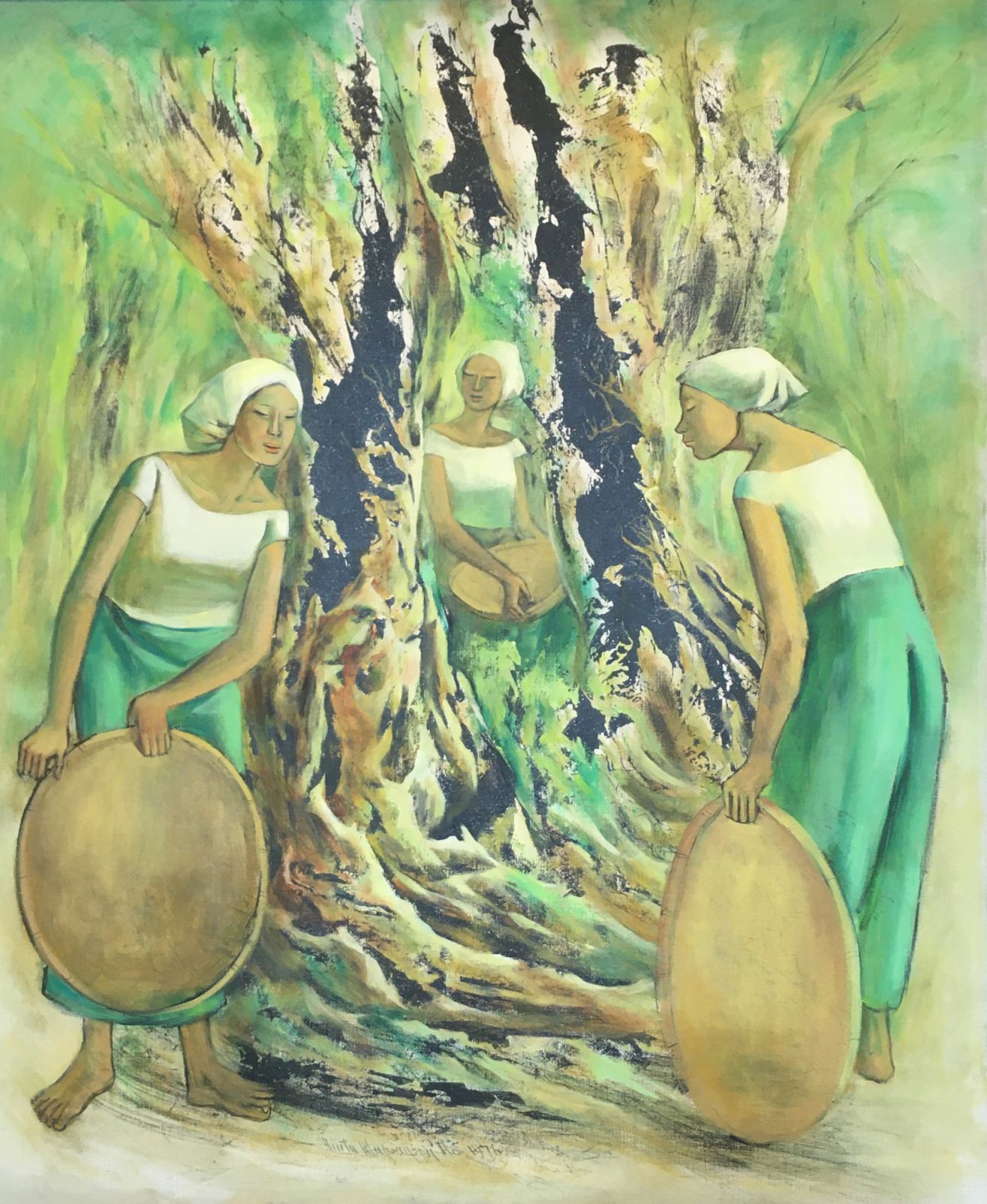 Three Women With Baskets by Anita Magsaysay-Ho