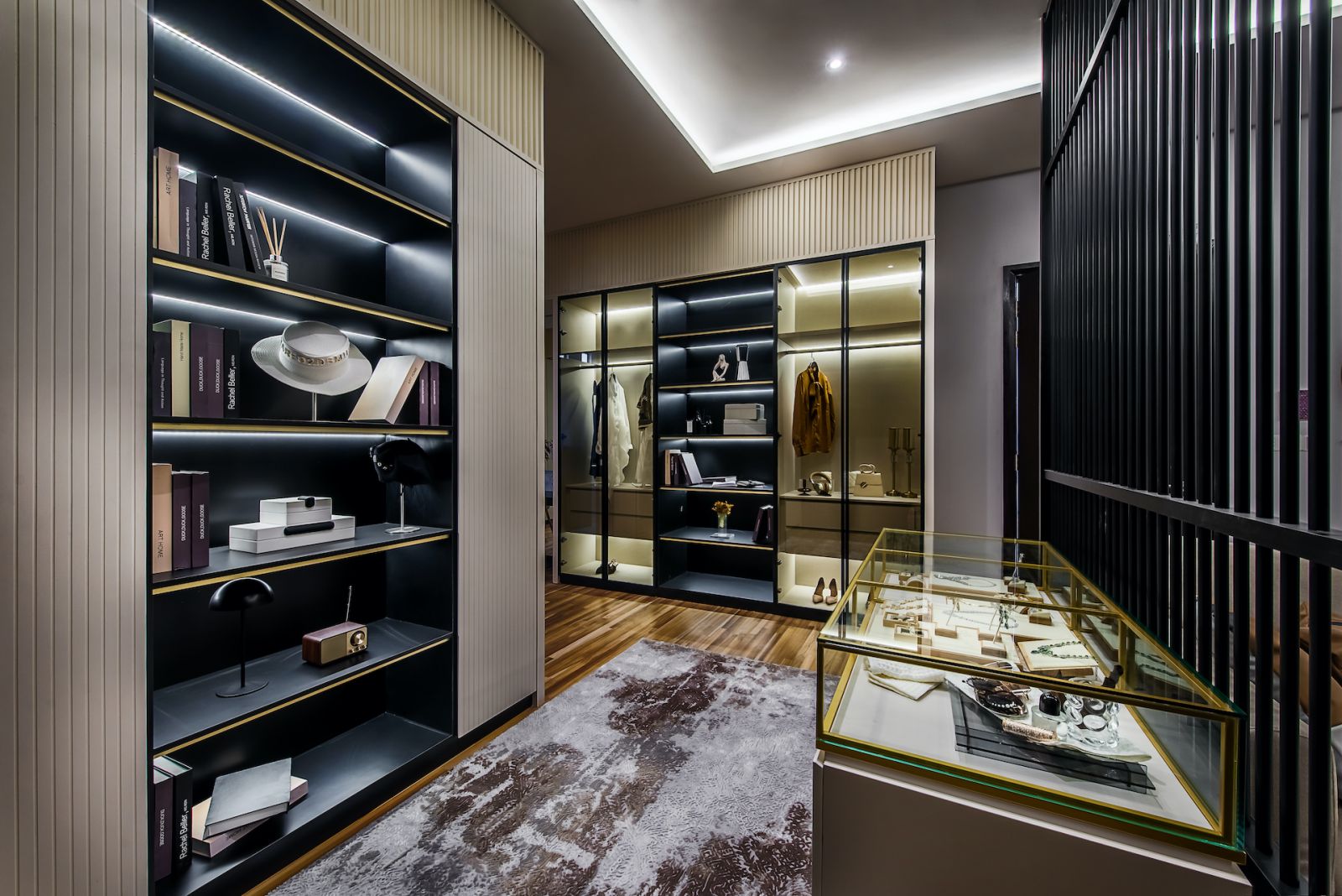 The walk-in wardrobe afford the luxury of space