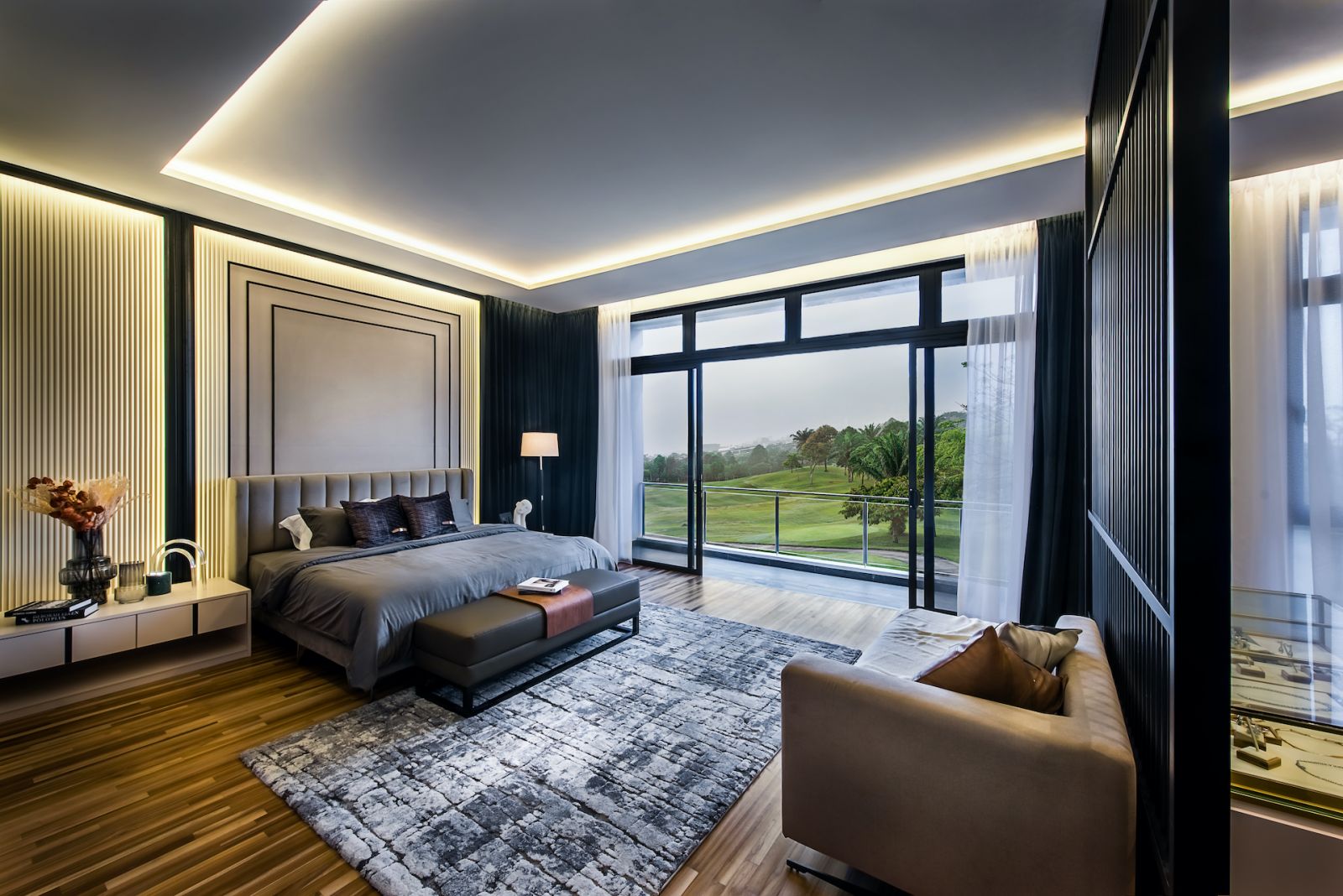 The master bedroom overlooks the award-winning Horizon Hills golf course