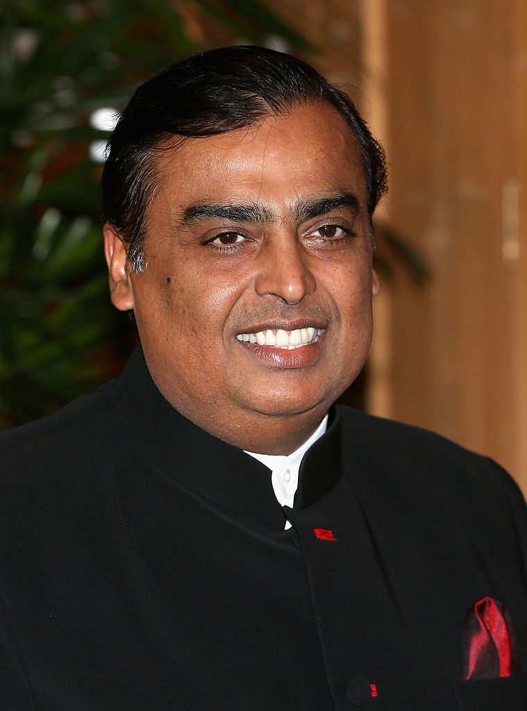 MUMBAI, INDIA - NOVEMBER 09: Mukesh Ambani at the British Asian Trust Reception on day 4 of an official visit to India on November 9, 2013 in Mumbai, India. This will be the Royal couple's third official visit to India together and their most extensive yet, which will see them spending nine days in India and afterwards visiting Sri Lanka in order to attend the 2013 Commonwealth Heads of Government Meeting. (Photo by Chris Jackson/Getty Images)