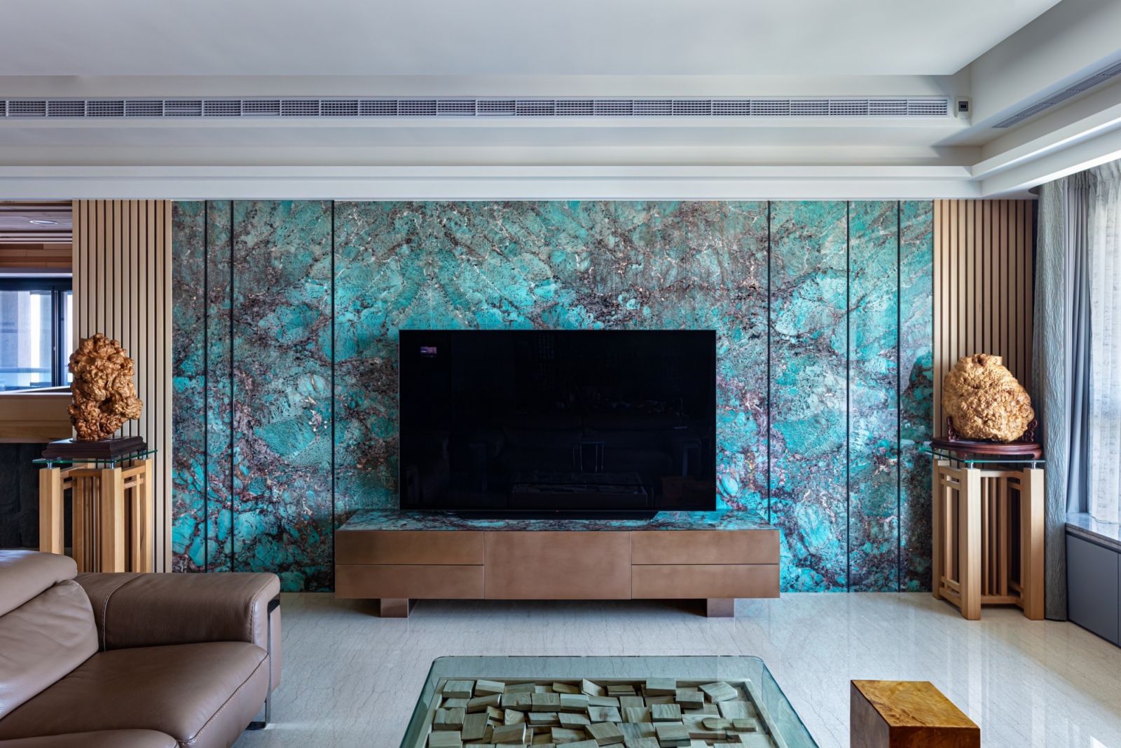Tiffany電視牆|夢工場設計。Photo:承豪石材