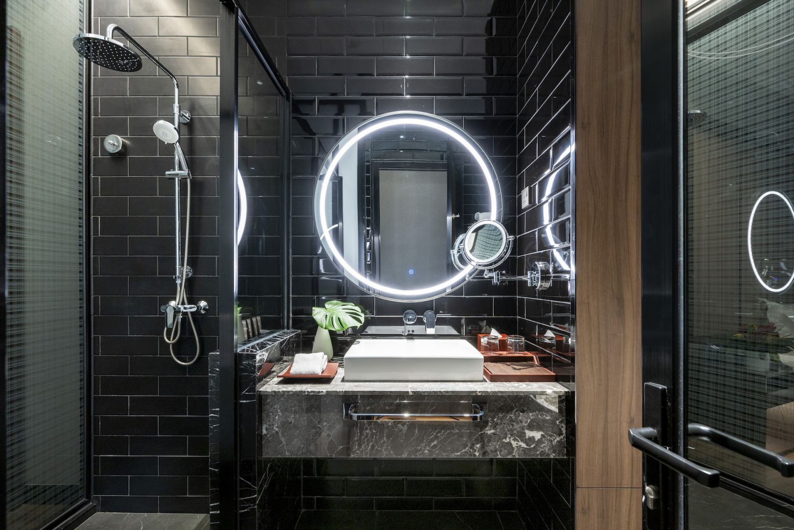 Subway tiles add a touch of flair in the bathrooms