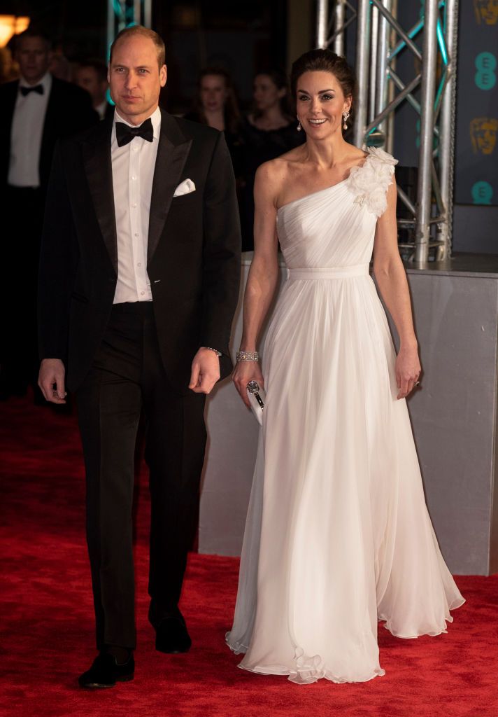 LONDON, ENGLAND - FEBRUARY 10: Prince William, Duke of Cambridge and Catherine, Duchess of Cambridge attend the EE British Academy Film Awards at Royal Albert Hall on February 10, 2019 in London, England. (Photo by Mark Cuthbert/UK Press via Getty Images)