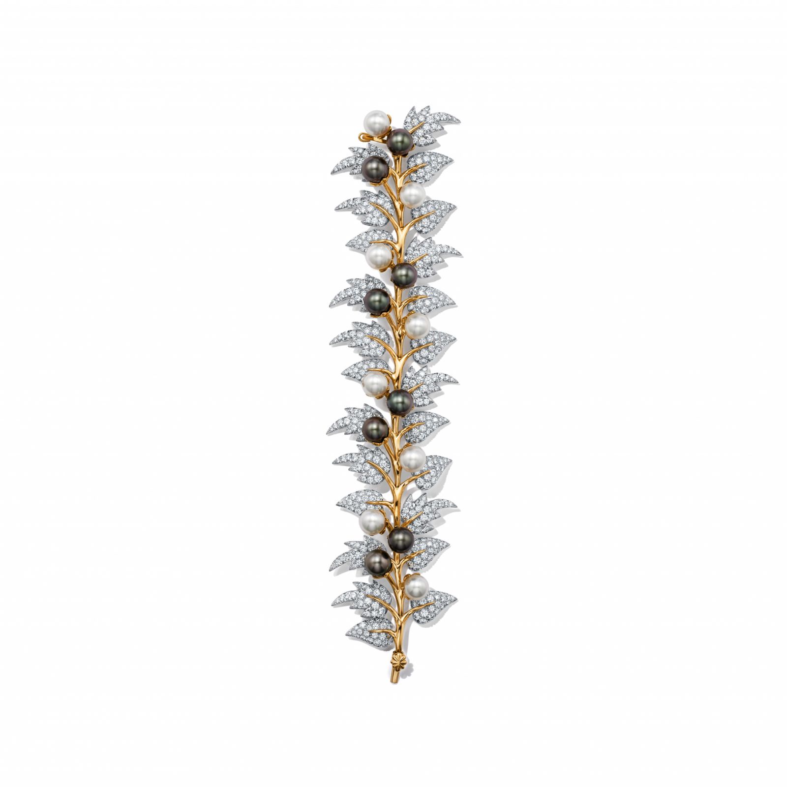 Tiffany & Co. Schlumberger鉑金與18K金鑲嵌南海珍珠與鑽石手環