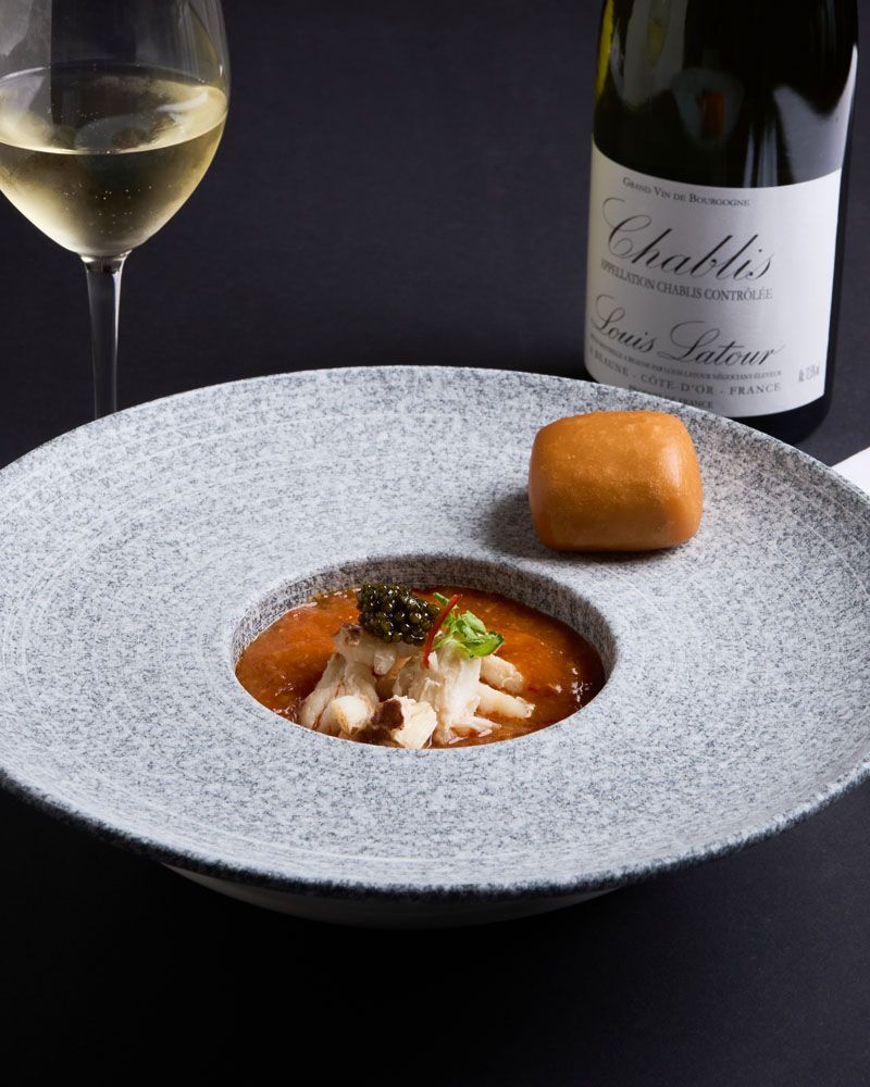 Chilli crab meat sauce with caviar