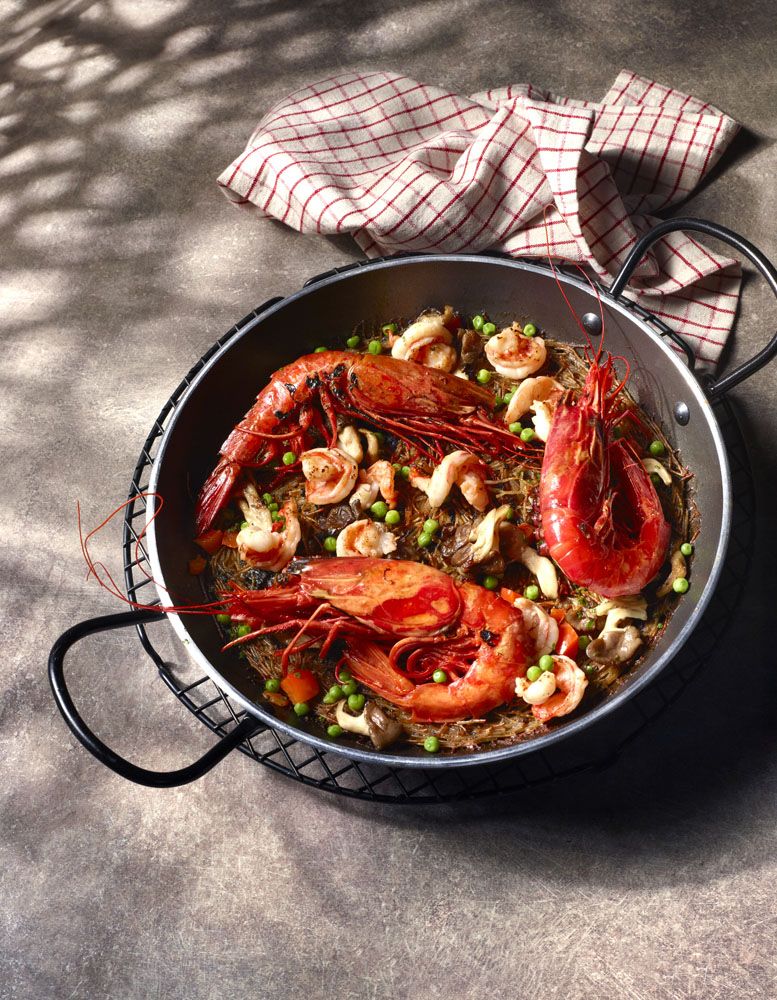 Fideua carabineros and setas