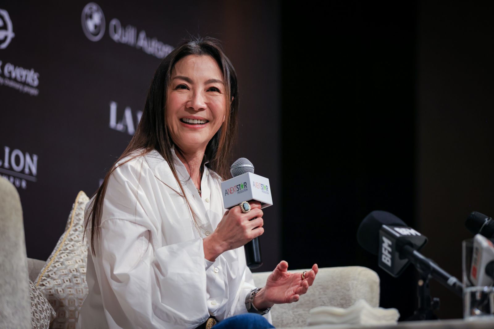 KUALA LUMPUR, MALAYSIA - APRIL 18: Michelle Yeoh speaks during a press conference at the Pavilion Hotel KL on April 18, 2023 in Kuala Lumpur, Malaysia. Michelle Yeoh won the Academy Award for Best Actress for her performance in "Everything Everywhere All at Once" at the 95th Academy Awards ceremony in Los Angeles, California in March. She is the first Asian woman to win an Academy Award for Best Actress. (Photo by Annice Lyn/Getty Images)