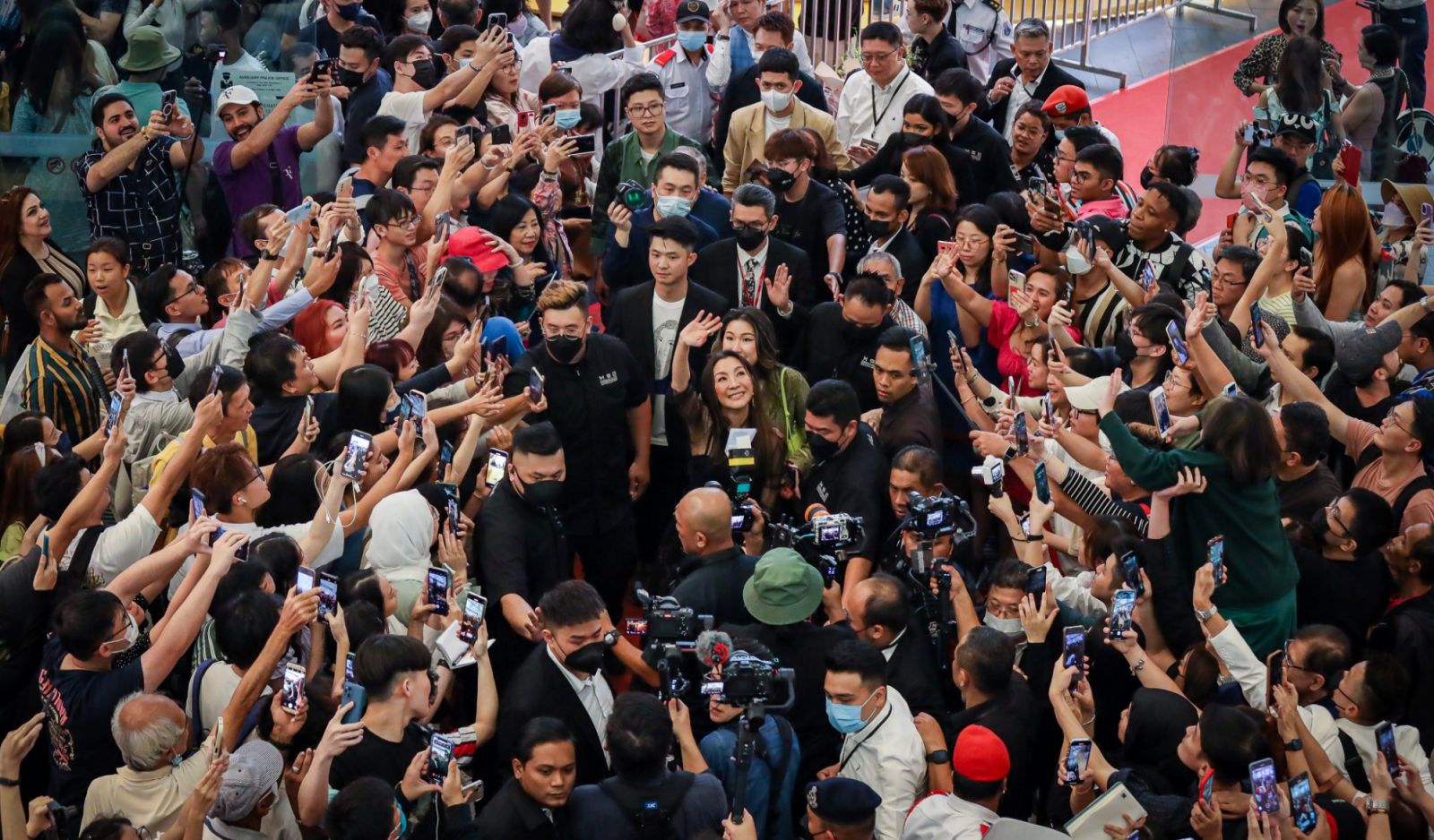 KUALA LUMPUR, MALAYSIA - APRIL 18: Malaysian actress Michelle Yeoh greets fans during a public appearance at the Pavilion KL Centre Court on April 18, 2023 in Kuala Lumpur, Malaysia. Michelle Yeoh was awarded the 2023 Oscar Award for Best Actress for her performance in "Everything Everywhere All at Once" at the 95th Academy Awards in Los Angeles in March. She is the first Asian woman in history to win the best actress Oscar. (Photo by Annice Lyn/Getty Images)