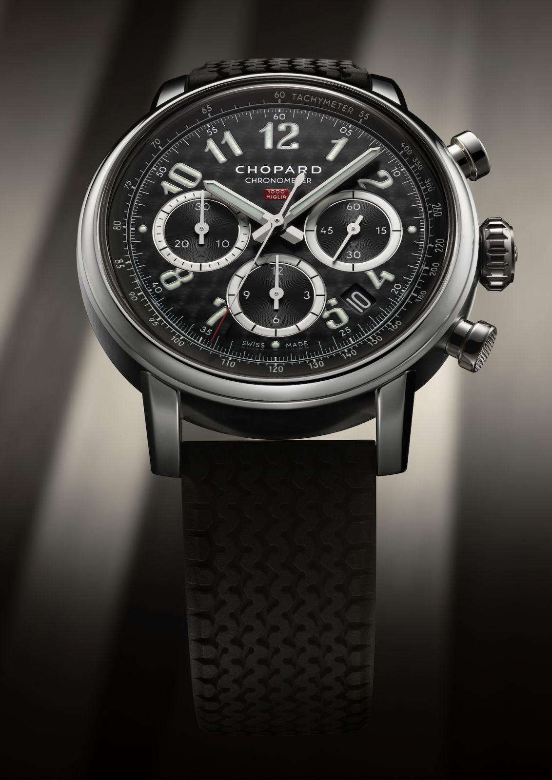 Mille Miglia Classic Chronograph with black dial and rubber strap
