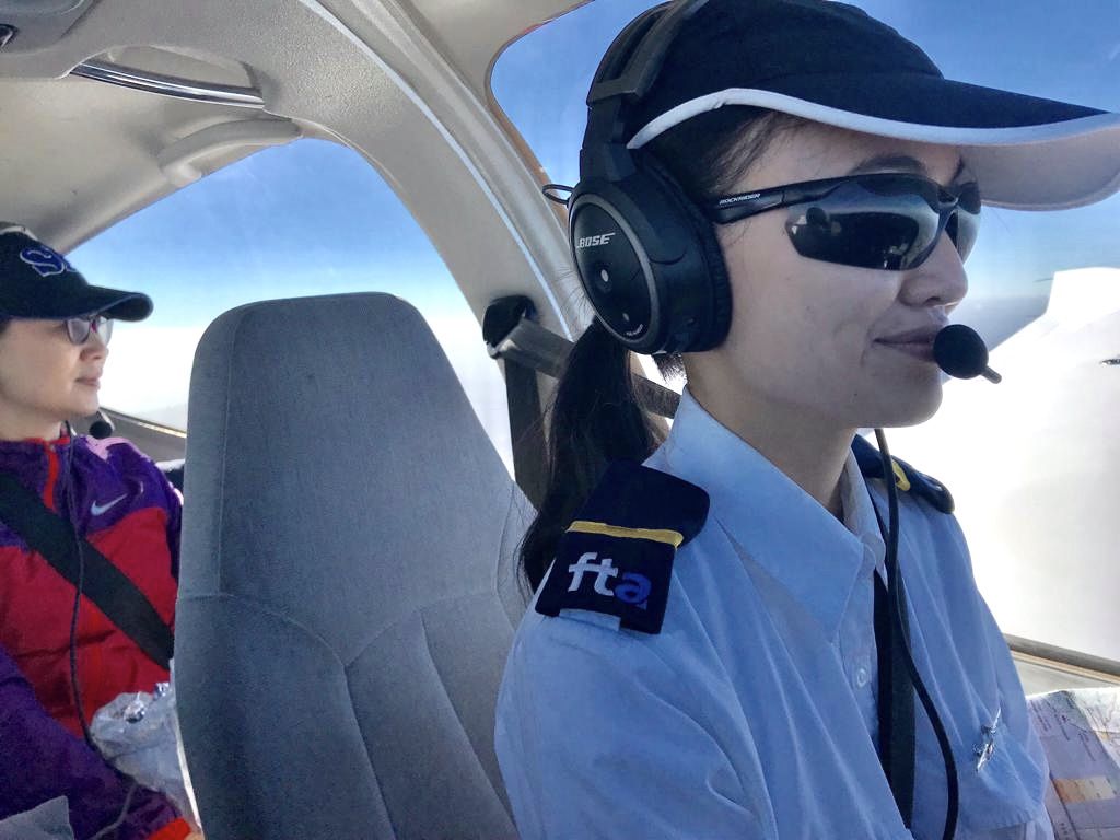 Christina Ho taking her mum for a spin in the skies