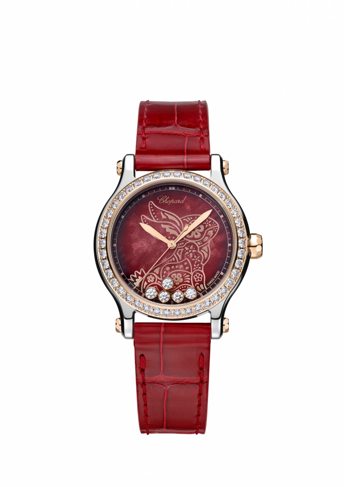 Chopard Happy Sport 精鋼18K玫瑰金鑲鑽腕錶(Photo:SOGO百貨)