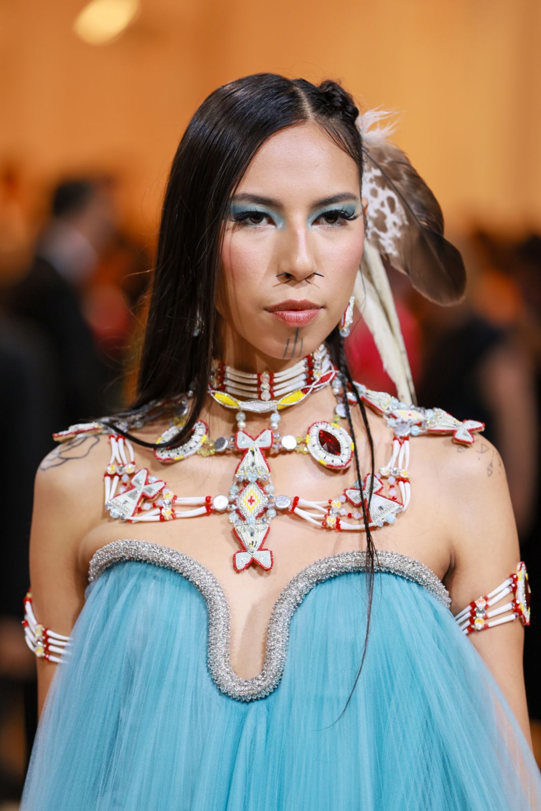 NEW YORK, NEW YORK - MAY 02: Quannah Chasinghorse attends The 2022 Met Gala Celebrating "In America: An Anthology of Fashion" at The Metropolitan Museum of Art on May 02, 2022 in New York City. (Photo by Theo Wargo/WireImage)