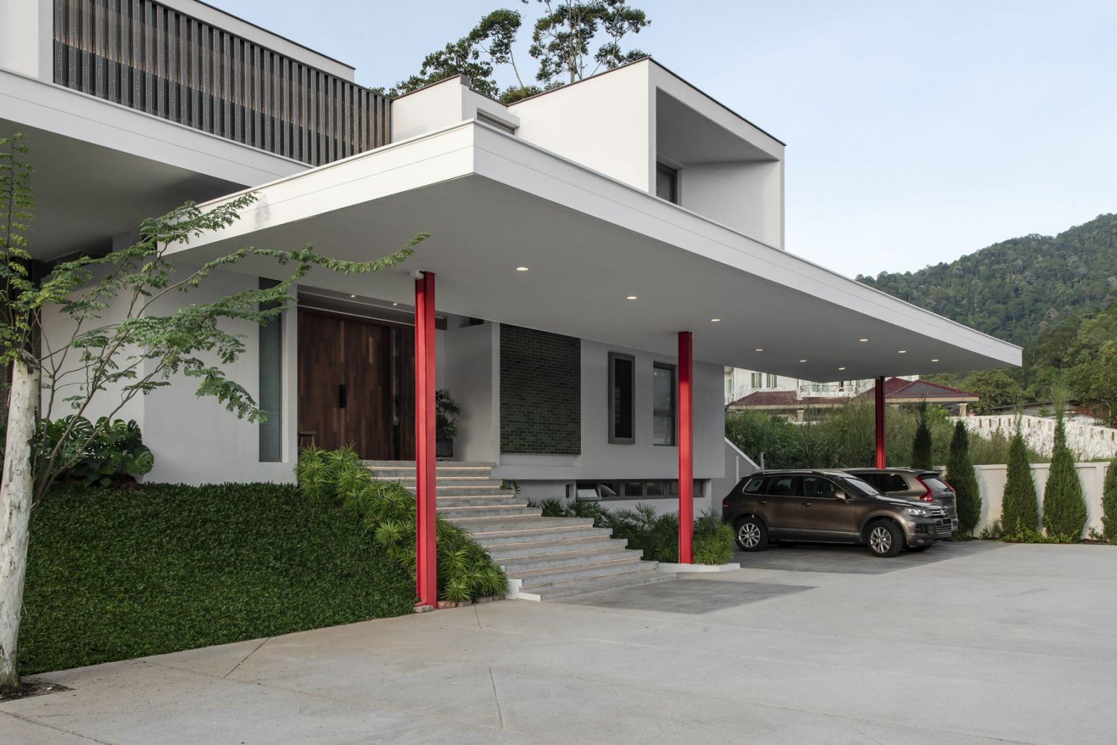Both houses share similar looking facades