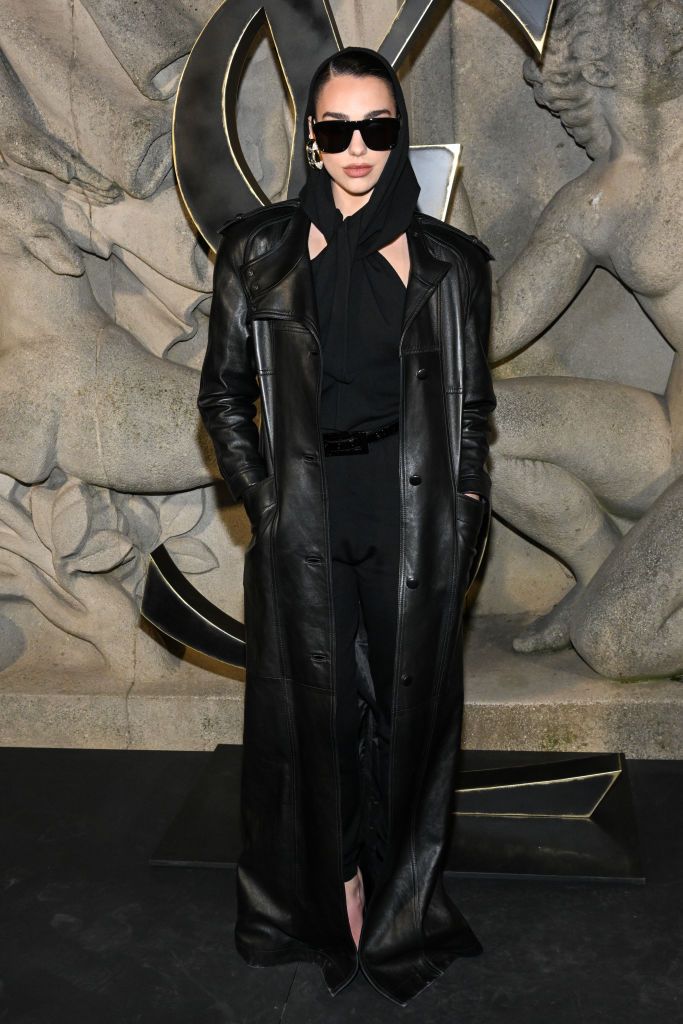 PARIS, FRANCE - FEBRUARY 28: (EDITORIAL USE ONLY - For Non-Editorial use please seek approval from Fashion House) Dua Lipa attends the Saint Laurent Womenswear Fall Winter 2023-2024 show as part of Paris Fashion Week  on February 28, 2023 in Paris, France. (Photo by Stephane Cardinale - Corbis/Corbis via Getty Images)