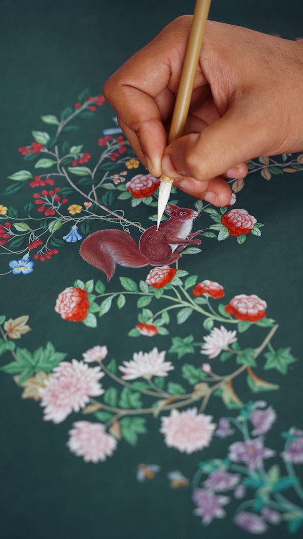 Each box was hand painted by de Gournay artisans