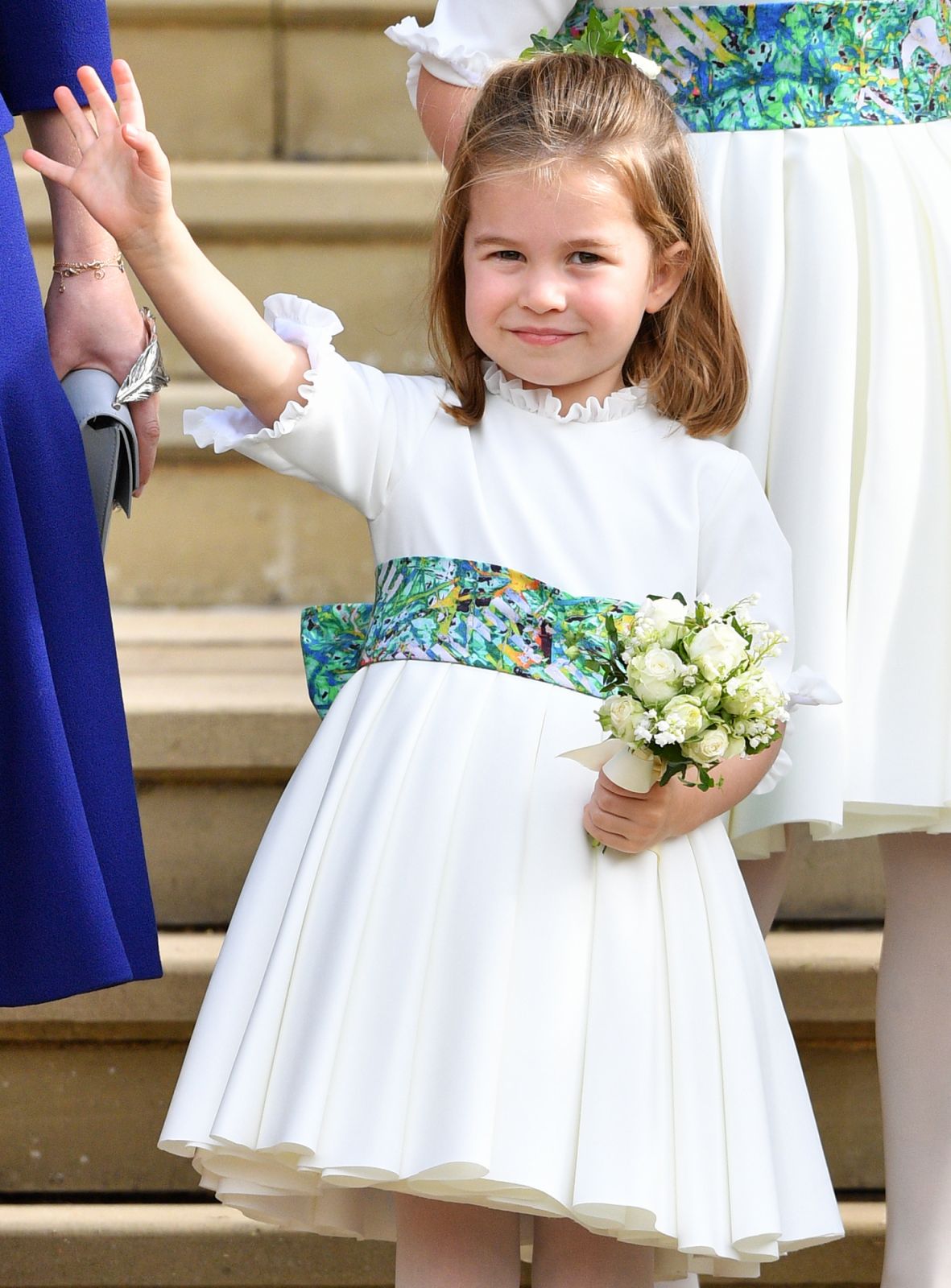 WINDSOR, UNITED KINGDOM - OCTOBER 12: (EMBARGOED FOR PUBLICATION IN UK NEWSPAPERS UNTIL 24 HOURS AFTER CREATE DATE AND TIME) Princess Charlotte of Cambridge attends the wedding of Princess Eugenie of York and Jack Brooksbank at St George's Chapel on October 12, 2018 in Windsor, England. (Photo by Pool/Max Mumby/Getty Images)