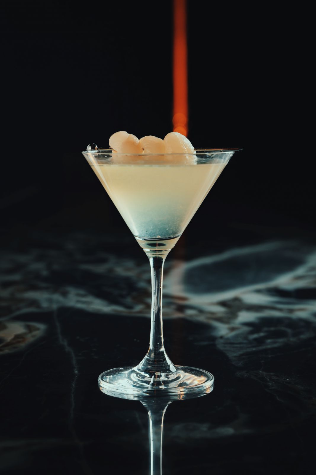 The Lychee Est is made with Grey Goose vodka, St Germain Elderflower, lychee tincture, and fresh lime juice