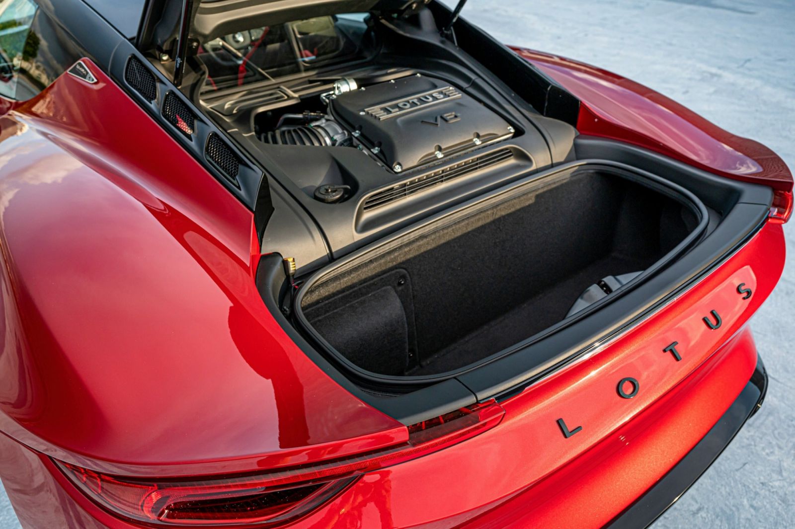Lotus Emira in Magma Red 2023 supercar review 2023