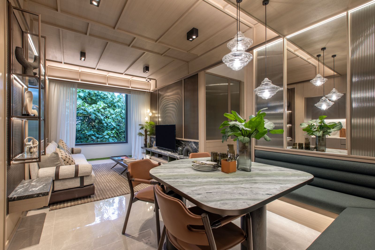 Open plan living in the 3-bedroom unit