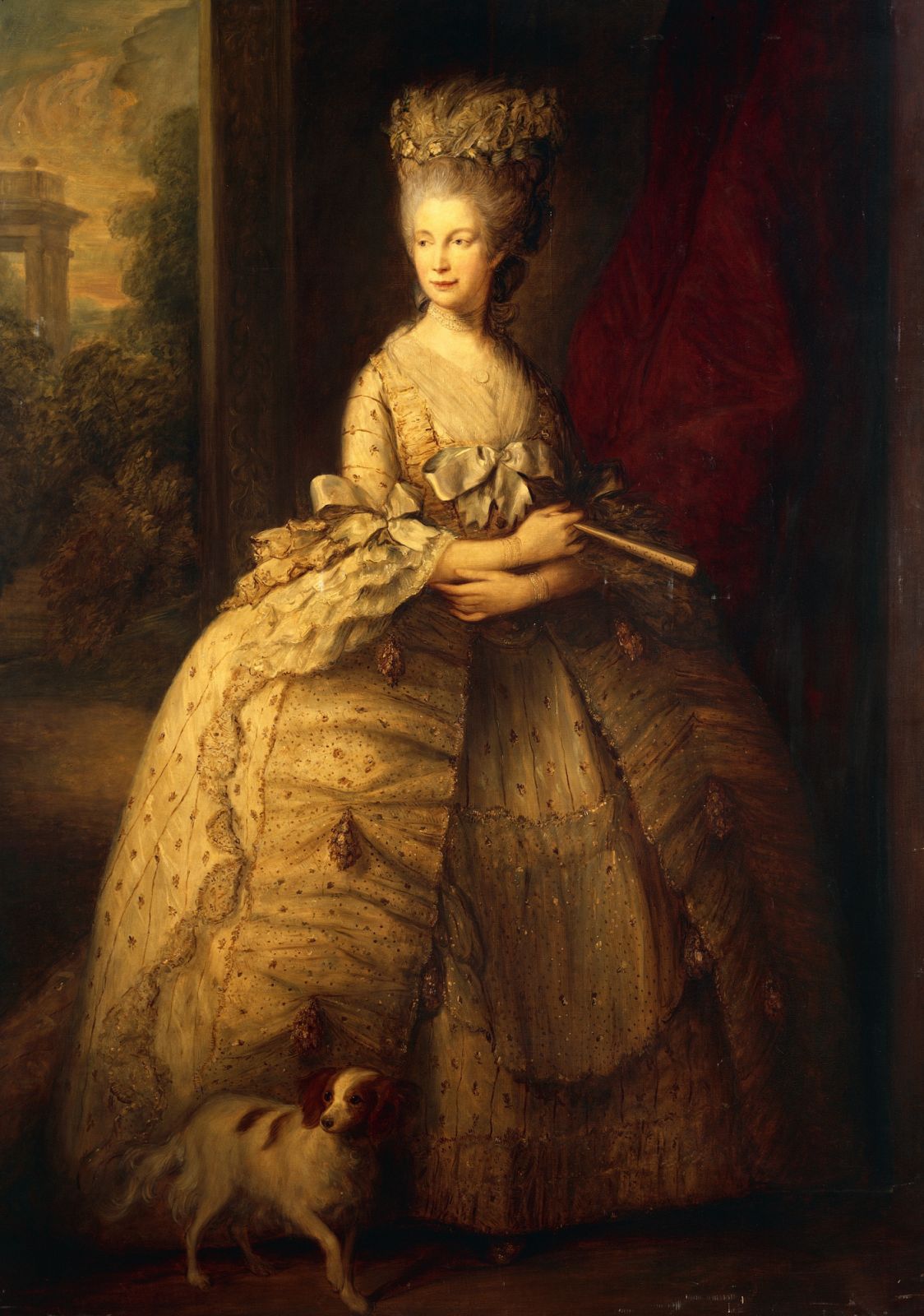 UNSPECIFIED - CIRCA 2003: Charlotte of Mecklenburg-Strelitz (Mirow, 1744-Kew Gardens, 1818), Queen consort of the United Kingdom and electress consort (later Queen) of Hanover, 1845 copy by George Healy (1808-1894), of painting by Thomas Gainsborough, oil on canvas, 238x151 cm. Versailles, ChÃ¢teau De Versailles (Photo by DeAgostini/Getty Images)