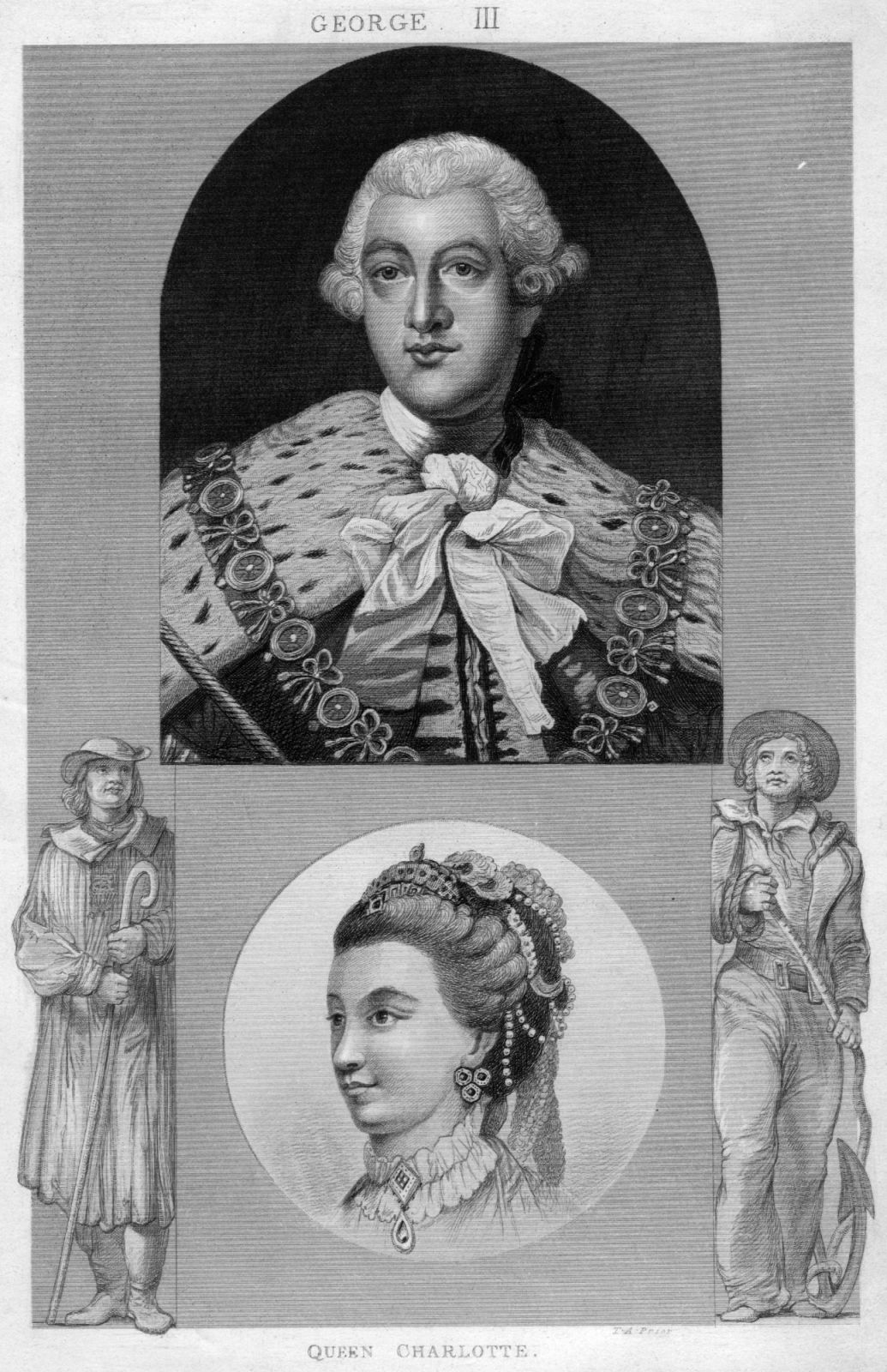 circa 1780:  King George III (1738  - 1820) and his consort Charlotte Sophia, (1744 - 1818),. They married in 1761.  (Photo by Hulton Archive/Getty Images)