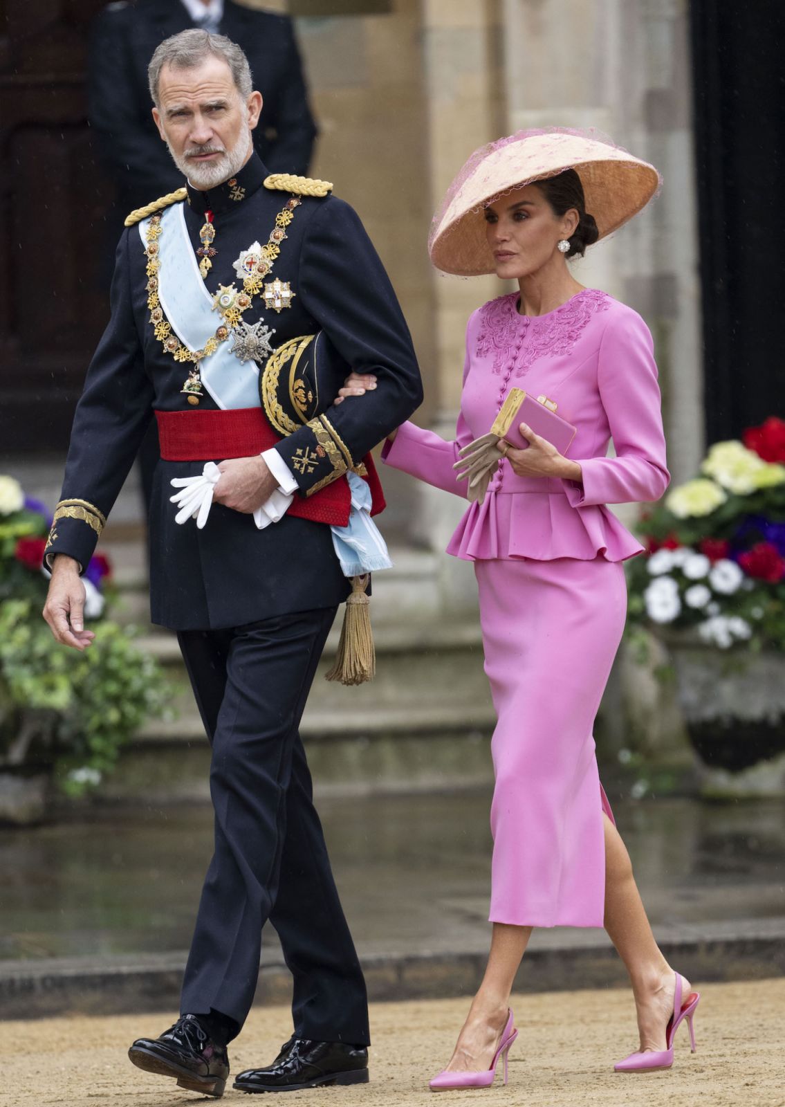LONDON, ENGLAND - MAY 6: King Felipe of Spain and Queen Letizia of Spain at Westminster Abbey during the Coronation of King Charles III and Queen Camilla on May 6, 2023 in London, England. The Coronation of Charles III and his wife, Camilla, as King and Queen of the United Kingdom of Great Britain and Northern Ireland, and the other Commonwealth realms takes place at Westminster Abbey today. Charles acceded to the throne on 8 September 2022, upon the death of his mother, Elizabeth II. (Photo by Mark Cuthber