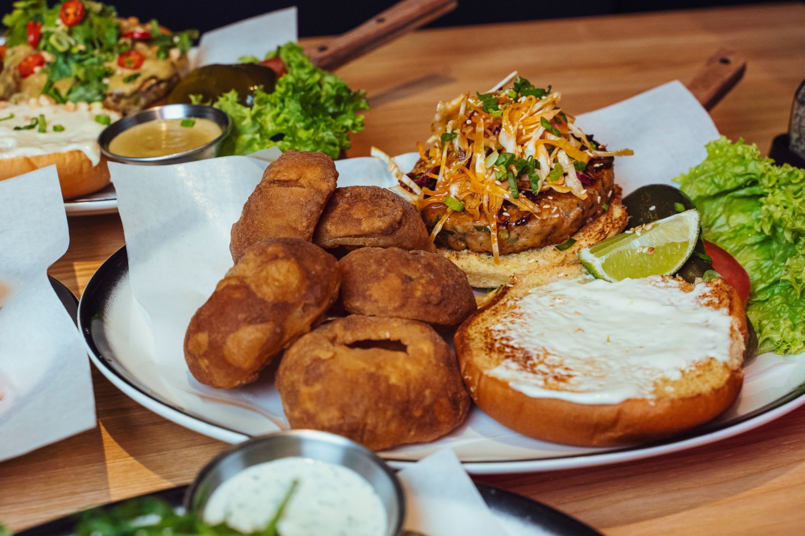 The Kimchi Shrimp Burger is perfect for anyone who loves seafood and the tang of kimchi
