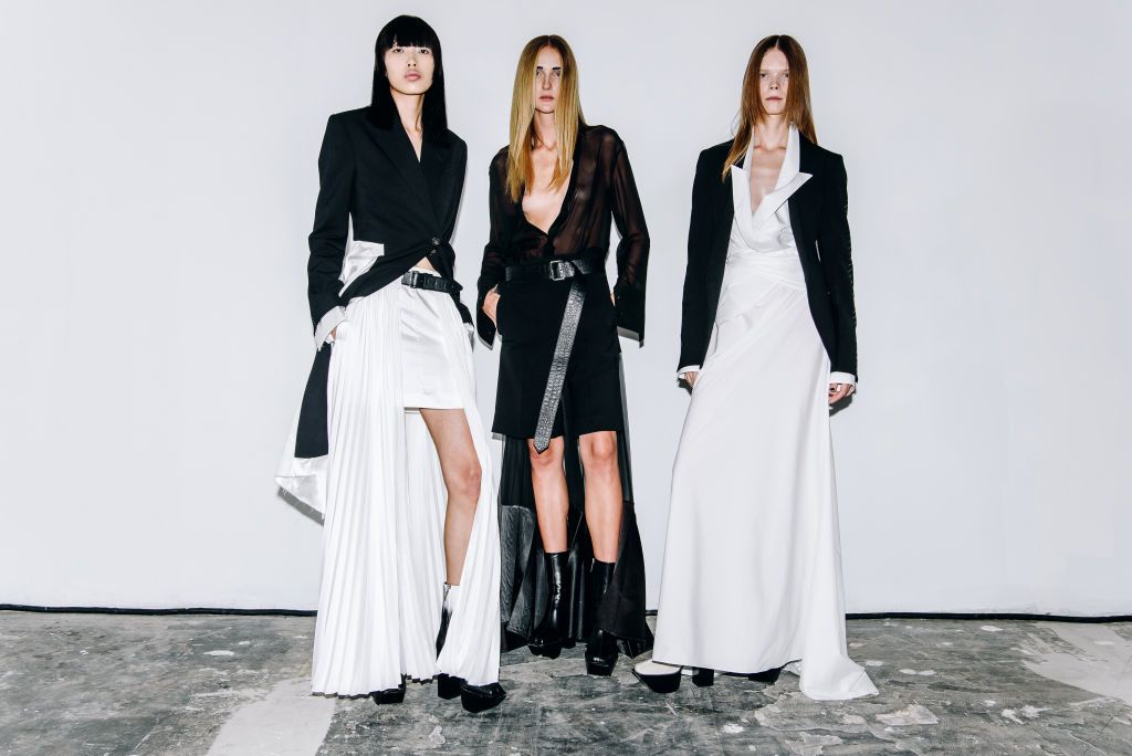 (EDITORS NOTE: Image contains nudity.) Models pose backstage at the Peter Do Spring 2023 ready to wear fashion show and event during New York Fashion Week on September 13, 2022 in New York City, New York. (Photo by Nina Westervelt/WWD via Getty Images)