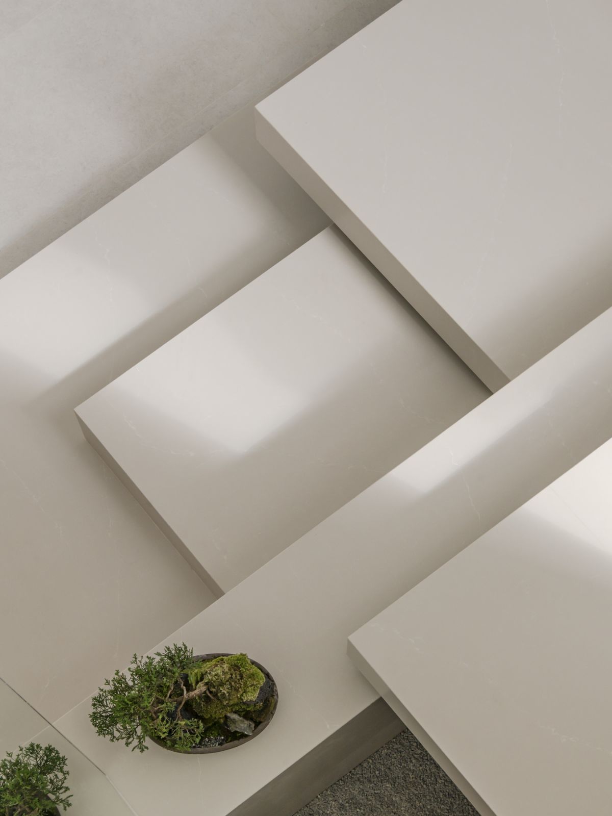 The layered staircase is made with Cosentino