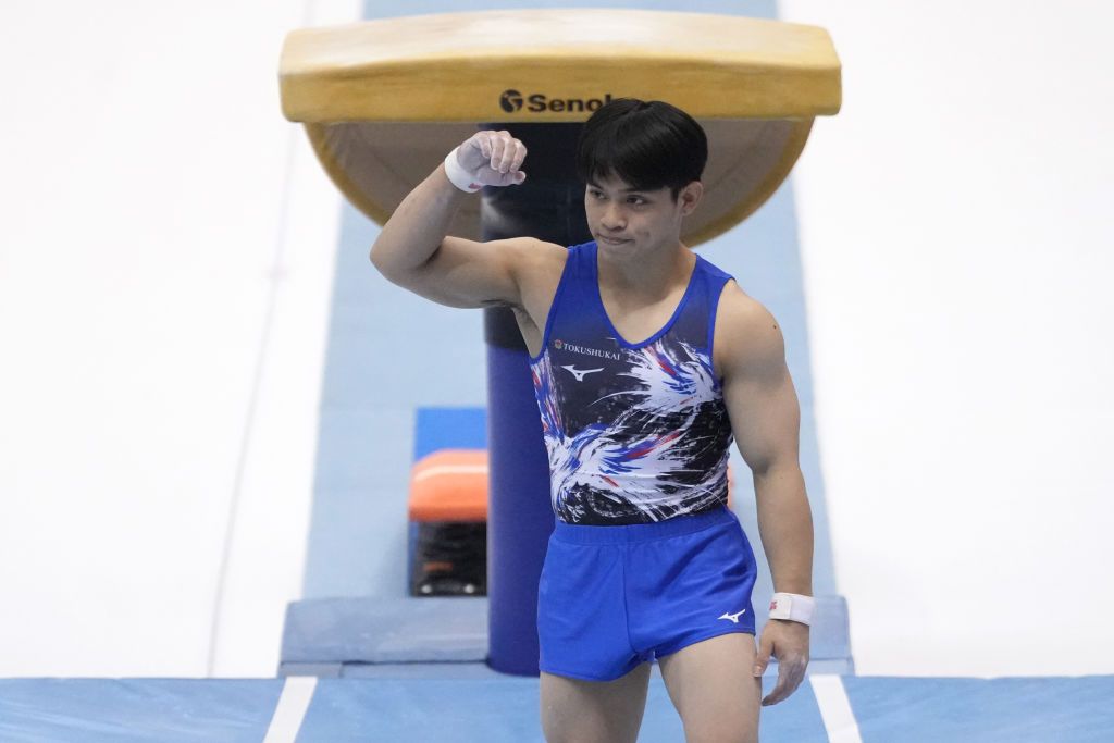 ECHIZEN, JAPAN - DECEMBER 11: Carlos Edriel Yulo of the Philippines reacts after competing in the men's vault during day two of the 76th All Japan Artistic Gymnastics Team Championships at Sun Dome Fukui on December 11, 2022 in Echizen, Fukui, Japan. (Photo by Toru Hanai/Getty Images)