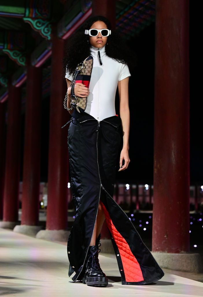 SEOUL, SOUTH KOREA - MAY 16: A model walks the runway during the Gucci Seoul Cruise 2024 fashion show at Gyeongbokgung Palace on May 16, 2023 in Seoul, South Korea. (Photo by Atsushi Tomura/Getty Images for Gucci)