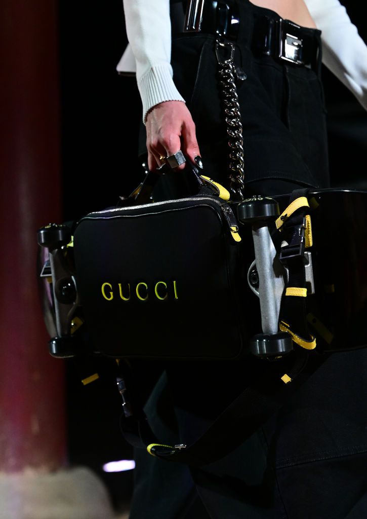 SEOUL, SOUTH KOREA - MAY 16: A model, bag detail, walks the runway during the Gucci Seoul Cruise 2024 fashion show at Gyeongbokgung Palace on May 16, 2023 in Seoul, South Korea. (Photo by Atsushi Tomura/Getty Images for Gucci)