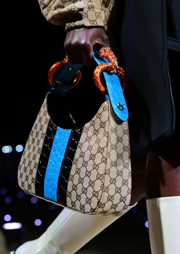 SEOUL, SOUTH KOREA - MAY 16: A model, bag detail, walks the runway during the Gucci Seoul Cruise 2024 fashion show at Gyeongbokgung Palace on May 16, 2023 in Seoul, South Korea. (Photo by Atsushi Tomura/Getty Images for Gucci)