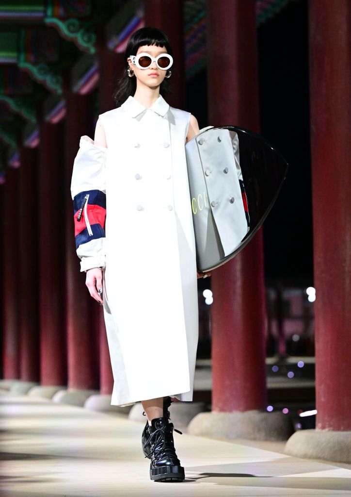 SEOUL, SOUTH KOREA - MAY 16: A model walks the runway during the Gucci Seoul Cruise 2024 fashion show at Gyeongbokgung Palace on May 16, 2023 in Seoul, South Korea. (Photo by Atsushi Tomura/Getty Images for Gucci)