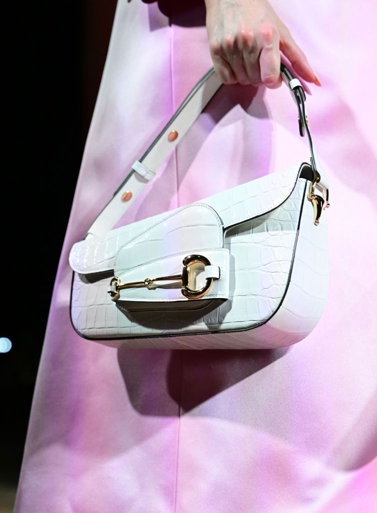 SEOUL, SOUTH KOREA - MAY 16: A model, bag detail, walks the runway during the Gucci Seoul Cruise 2024 fashion show at Gyeongbokgung Palace on May 16, 2023 in Seoul, South Korea. (Photo by Atsushi Tomura/Getty Images for Gucci)