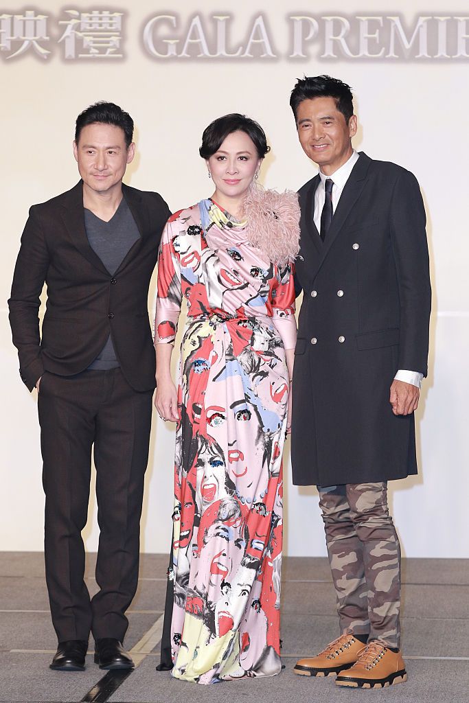 HONG KONG - JANUARY 31: (CHINA OUT) Actor and singer Jacky Cheung (L), actress Carina Lau and actor Chow Yun-Fat attend the gala premiere of director Andrew Lau and director Wong Jing's film "From Vegas To Macau III" on January 31, 2016 in Hong Kong, China. (Photo by Visual China Group via Getty Images/Visual China Group via Getty Images)