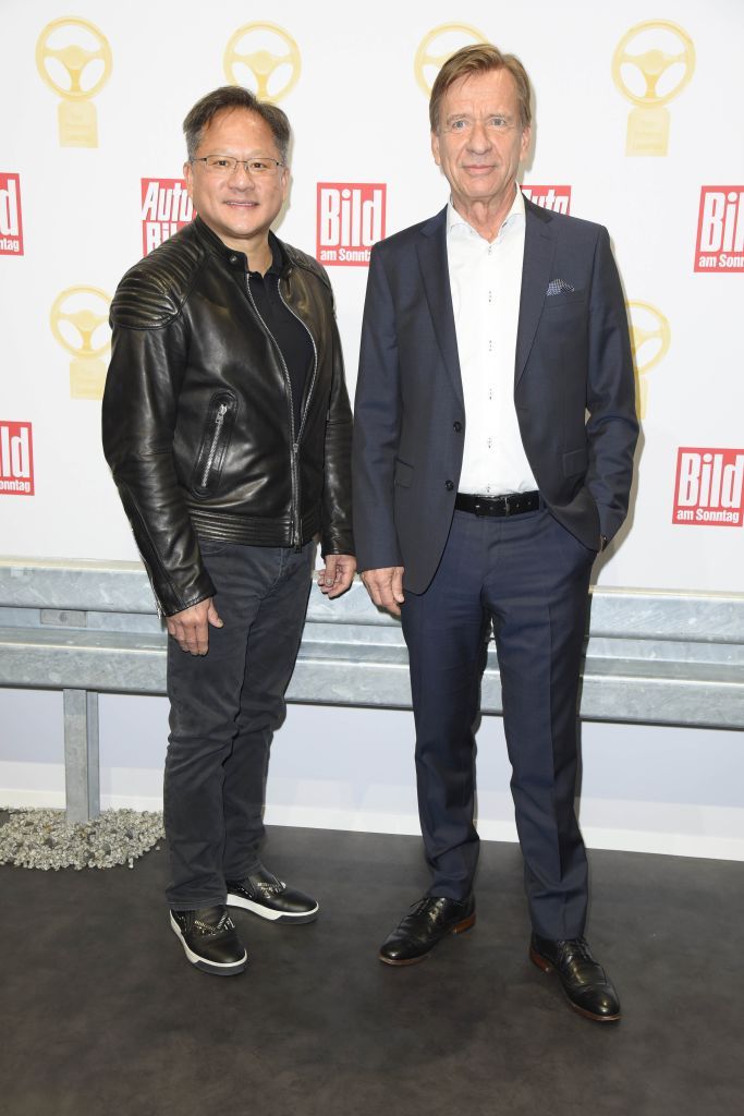BERLIN, GERMANY - NOVEMBER 07: Jensen Huang and Hakan Samuelsson attend the 'Das Goldene Lenkrad' Award at Axel Springer Haus on November 7, 2017 in Berlin, Germany. (Photo by Tristar Media/WireImage)