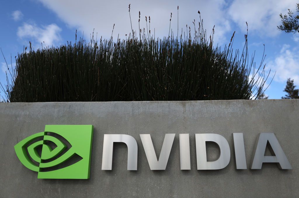 SANTA CLARA, CALIFORNIA - FEBRUARY 22: A sign is posted in front of Nvidia headquarters on February 22, 2023 in Santa Clara, California. Chipmaker Nvidia will report fourth quarter earnings today after the closing bell. (Photo by Justin Sullivan/Getty Images)