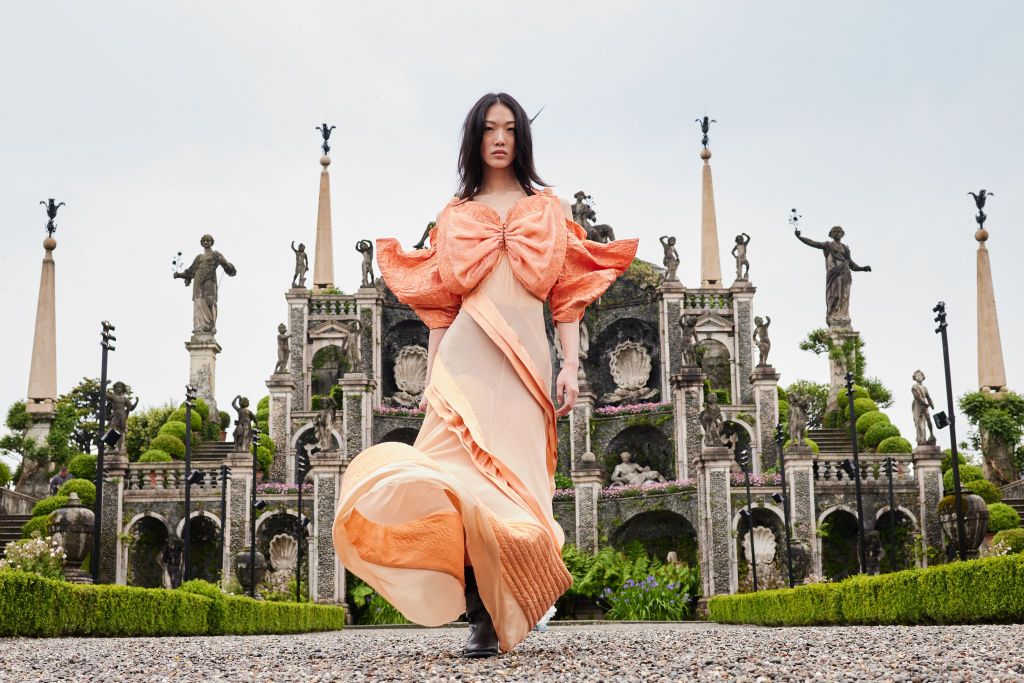 STRESA, ITALY - MAY 24: A model walks the runway at the Louis Vuitton Cruise Show 2024 at Isola Bella on May 24, 2023 in Stresa, Italy. (Photo by Pietro D'Aprano/Getty Images)
