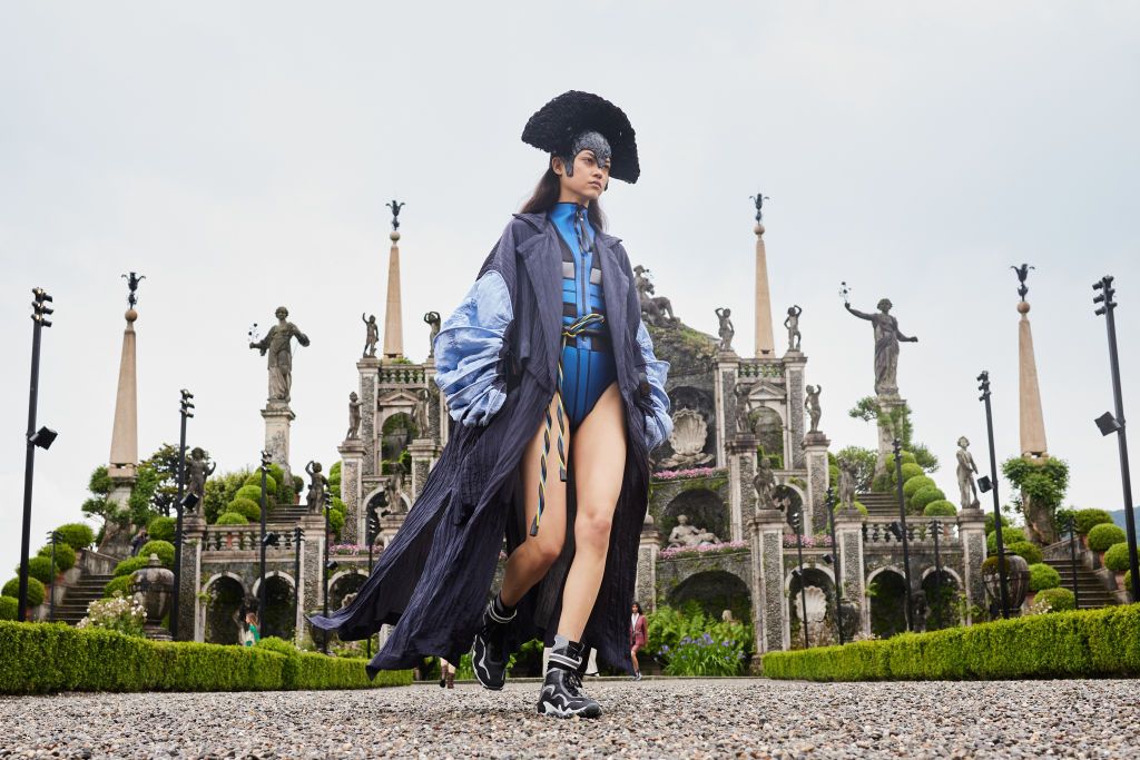 STRESA, ITALY - MAY 24: A model walks the runway at the Louis Vuitton Cruise Show 2024 at Isola Bella on May 24, 2023 in Stresa, Italy. (Photo by Pietro D'Aprano/Getty Images)