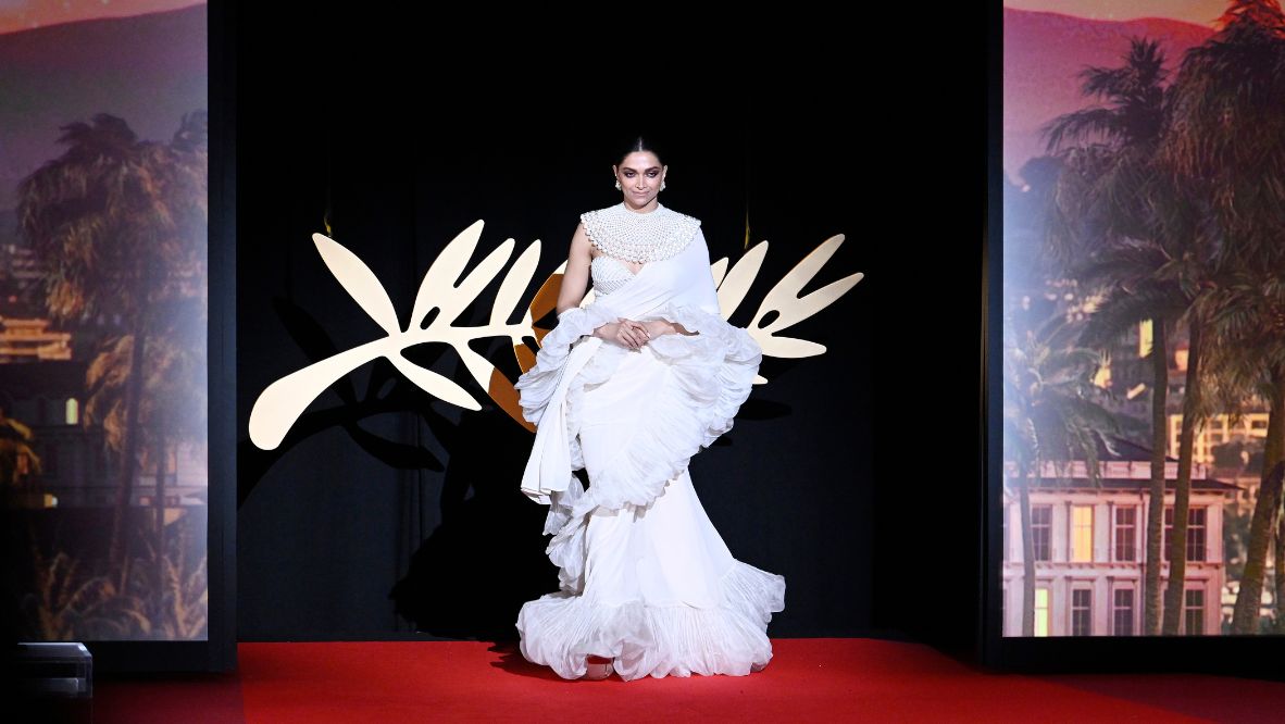 Jury Member Deepika Padukone at the Cannes Film Festival in 2023 in a sumptuous white sari (Photo: Getty Images)