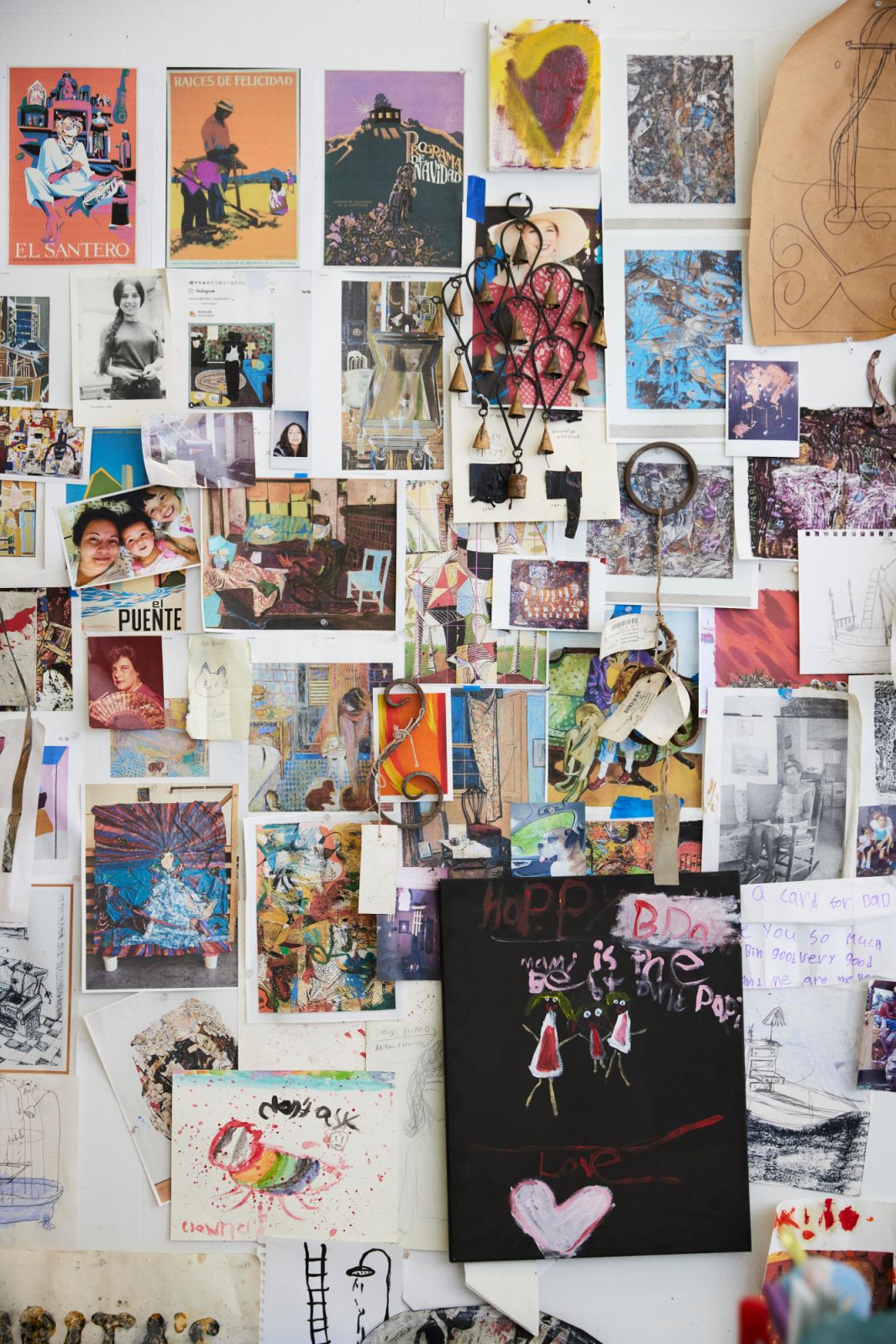 A collage of memorabilia and references the artists incorporates into his work (Photo: Winnie Au)