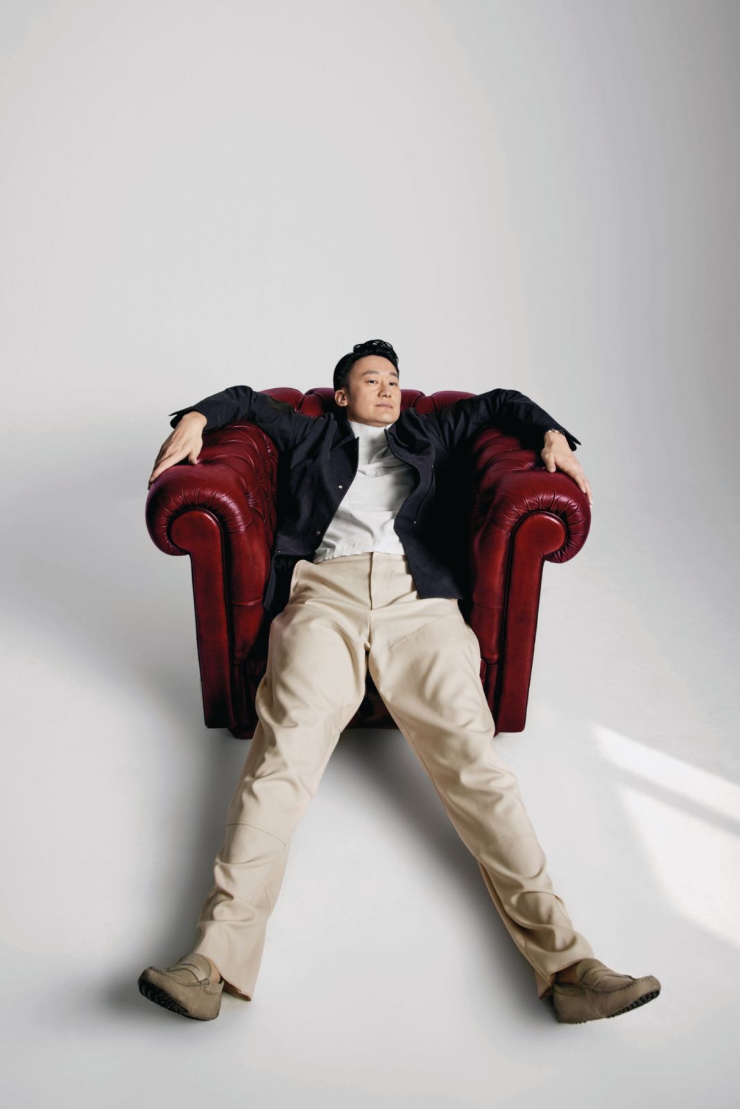 Zegna shirt, overshirt trousers; Tang’s own shoes (Photo: Tatler Hong Kong / Affa Chan)