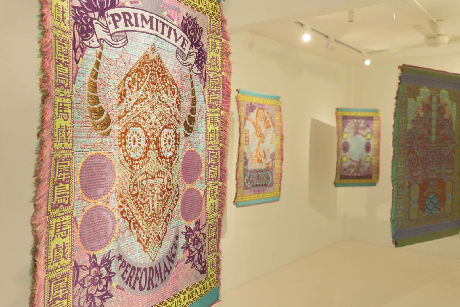 Marcos Kueh's textile artworks from his Kenyalang Circus exhibition