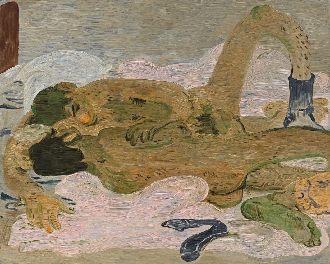Salman Toor's "Boys with Pink Besheets and Sock" (2021) (Photo: Luhring Augustine)