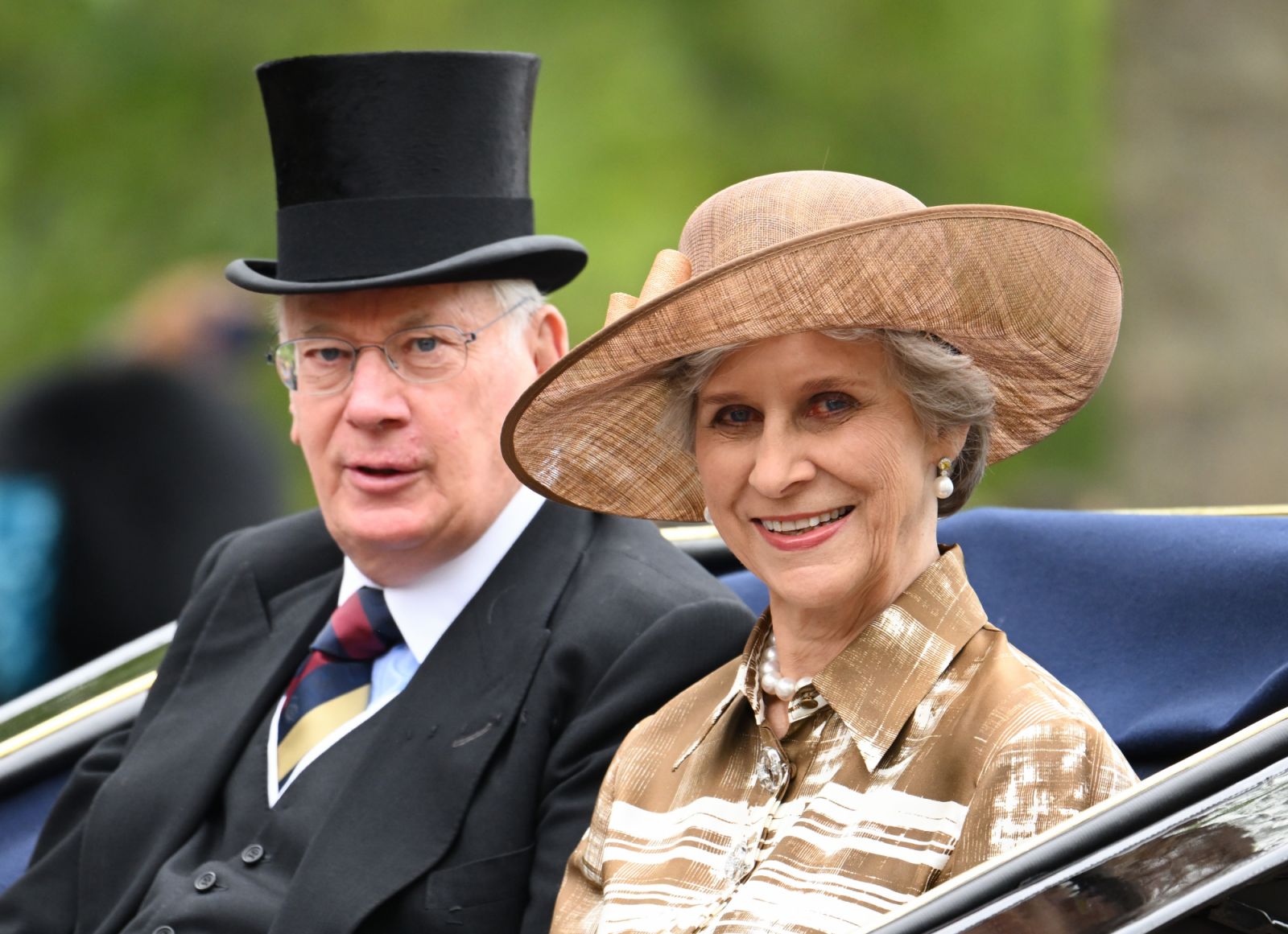 LONDON, ENGLAND - JUNE 17: Birgitte, Duchess of Gloucester and Prince Richard, Duke of Gloucester are seen during Trooping the Colour on June 17, 2023 in London, England. Trooping the Colour is a traditional parade held to mark the British Sovereign's official birthday. It will be the first Trooping the Colour held for King Charles III since he ascended to the throne. (Photo by Karwai Tang/WireImage)