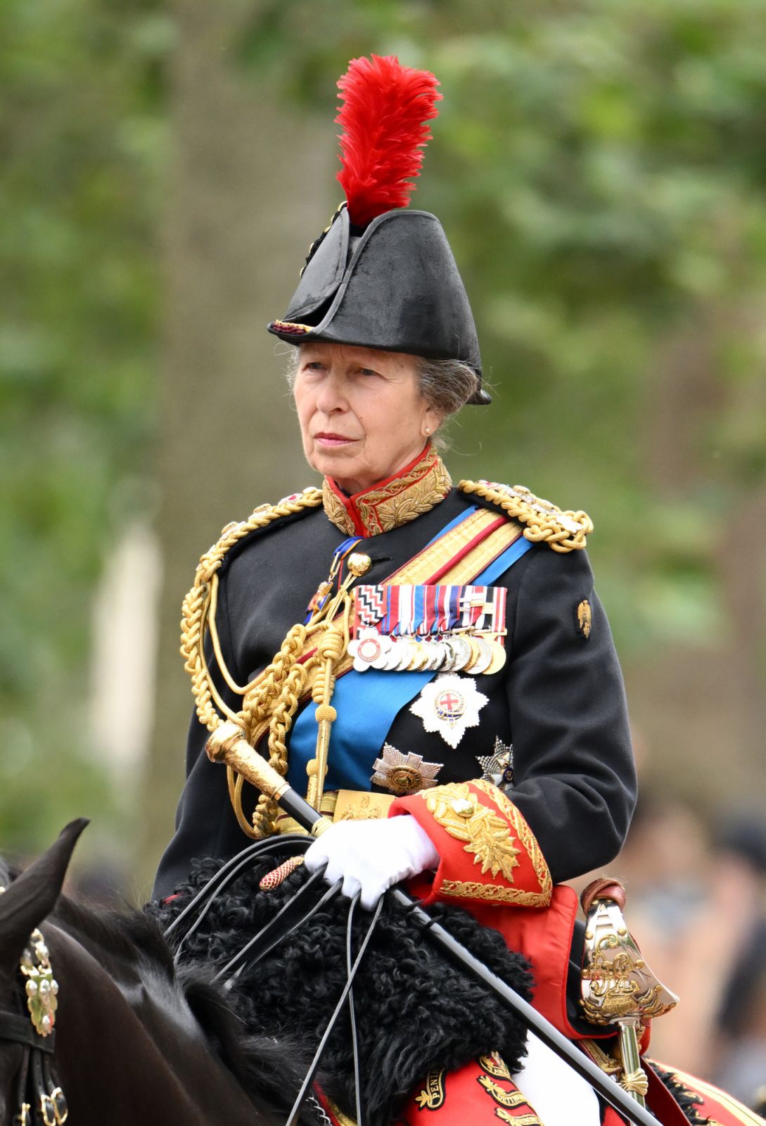 LONDON, ENGLAND - JUNE 17: Princess Anne, Princess Royal is seen during Trooping the Colour on June 17, 2023 in London, England. Trooping the Colour is a traditional parade held to mark the British Sovereign's official birthday. It will be the first Trooping the Colour held for King Charles III since he ascended to the throne. (Photo by Karwai Tang/WireImage)